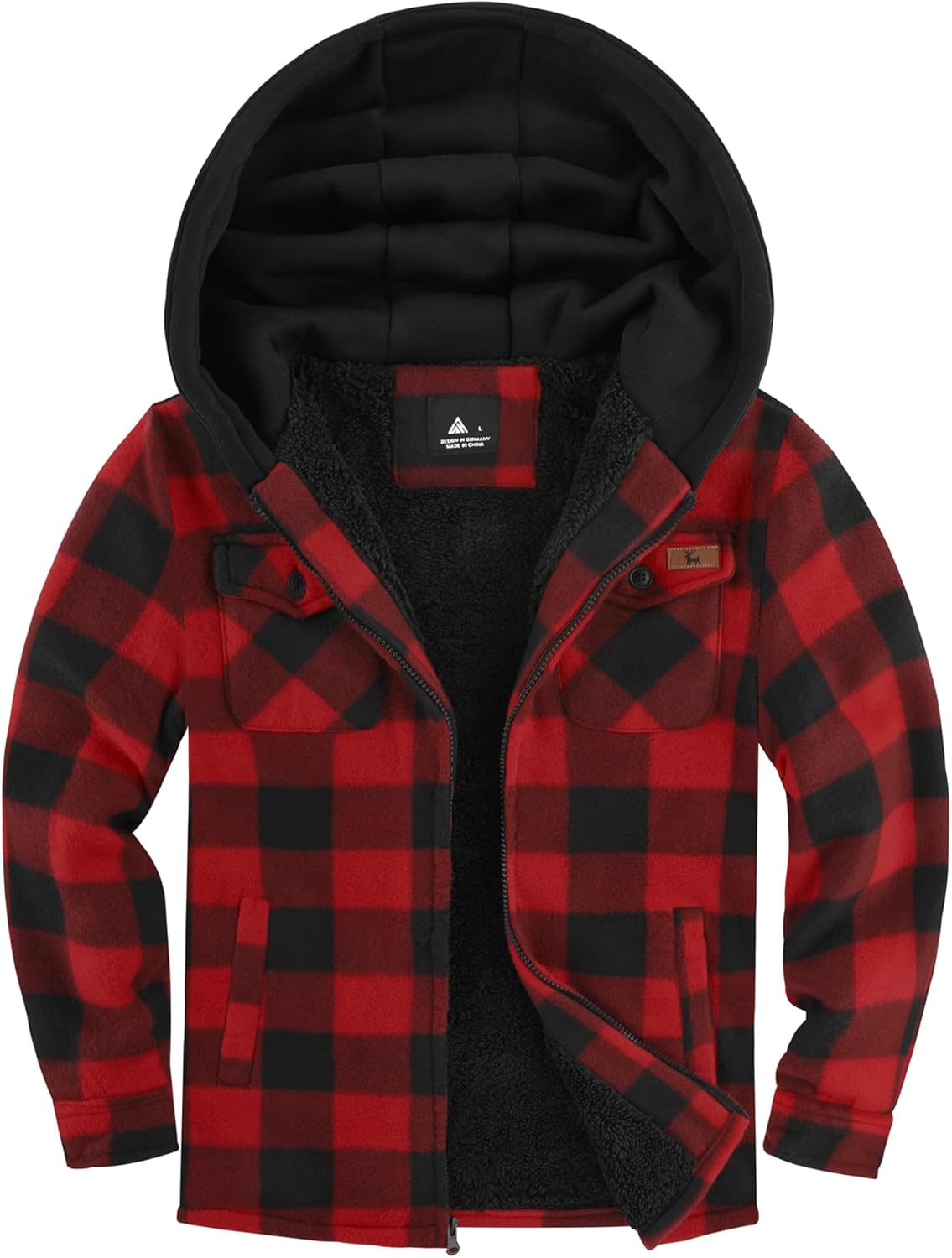 ZITY Boys Flannel Jacket Sherpa Lined Hoodies for Winter Wear