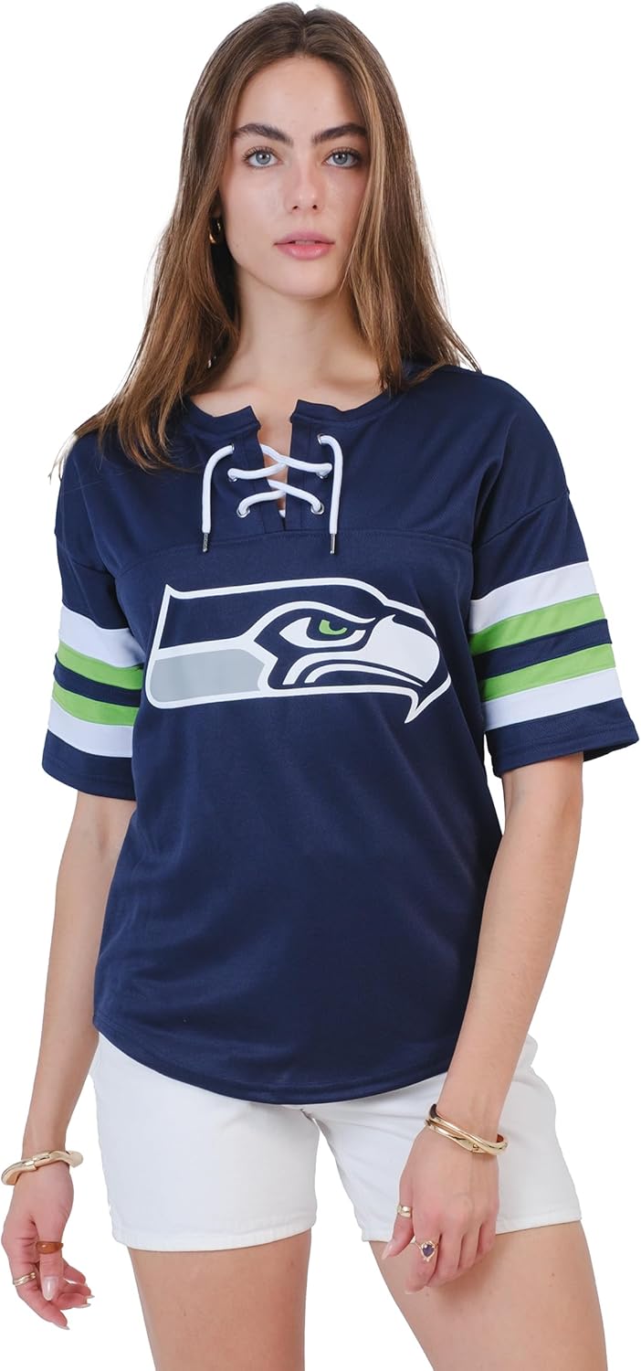 Ultra Game Women's NFL Official Lace Up Tee Shirt Review