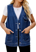 Women's Oversized Mid Long Denim Vest - Removable Hood Option