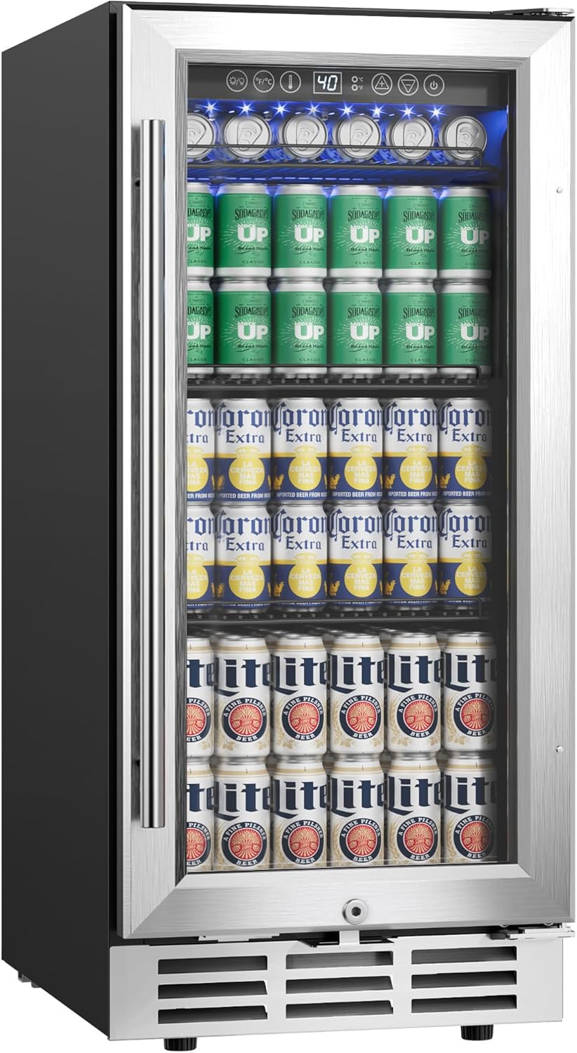 EUHOMY 15 Inch Beverage Refrigerator Cooler for Home Bar