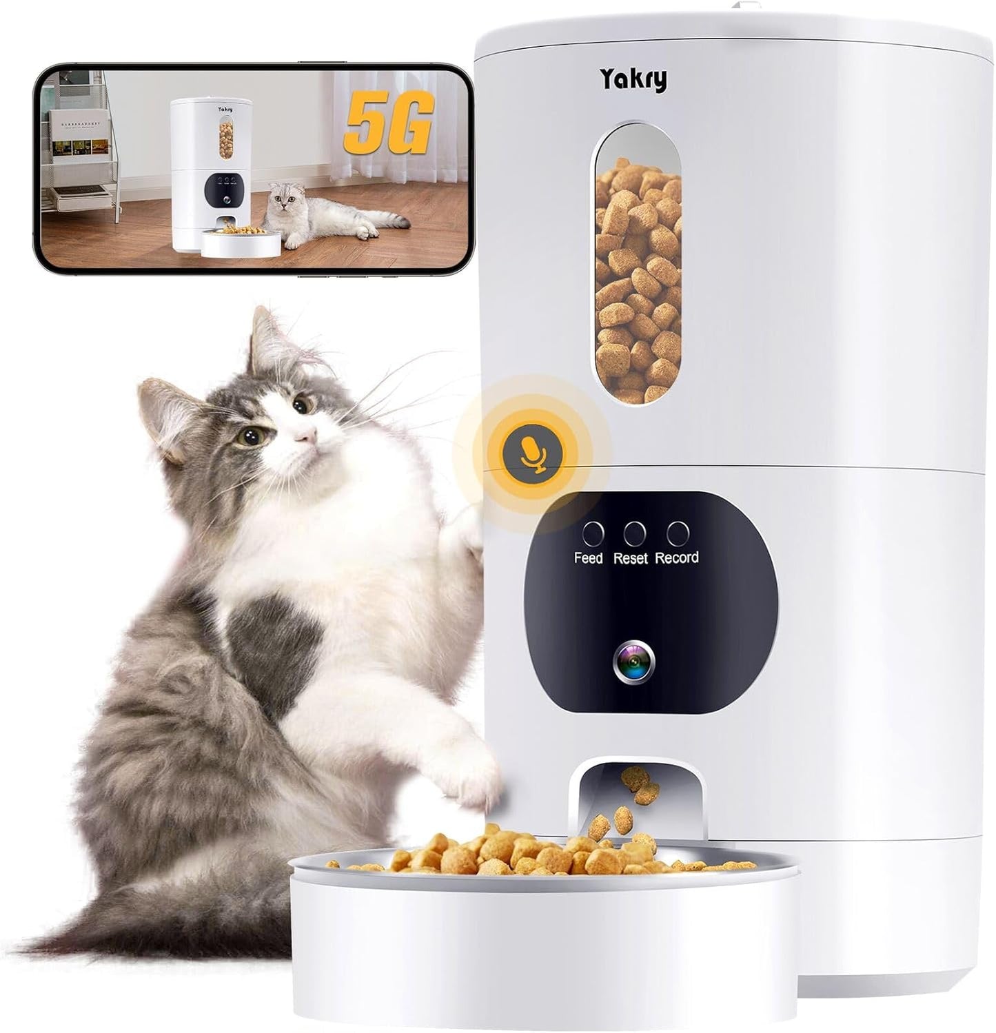 Smart Pet Feeder: 1080P Camera, WiFi, 2-Way Audio, Night Vision