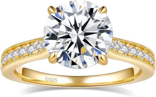 Moissanite Engagement Rings for Women in 18K Gold Plated