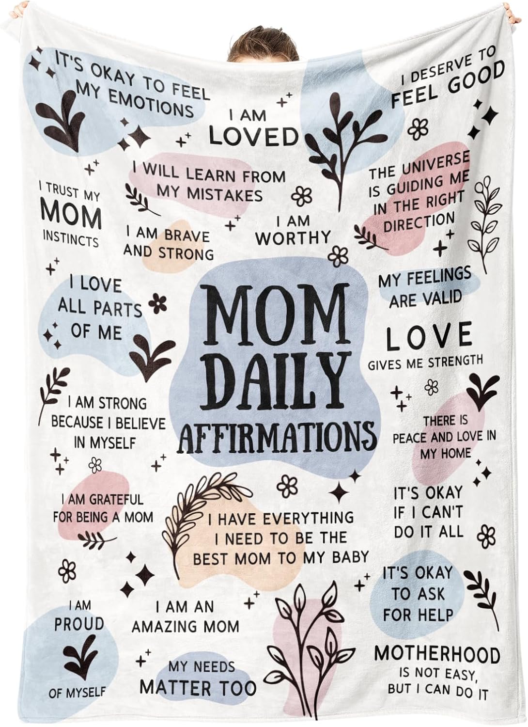 New Mom Gifts Blanket for Comfort and Affirmations in 80in x 60