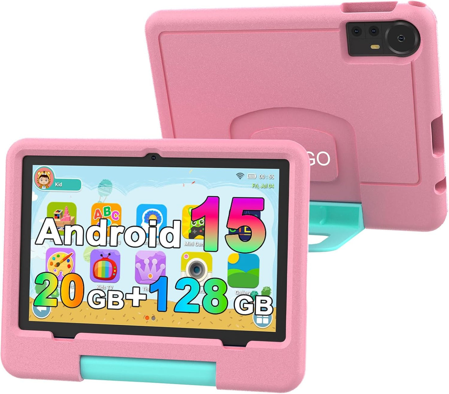 Android 15 Kids Tablet with EVA Case for Learning and Fun