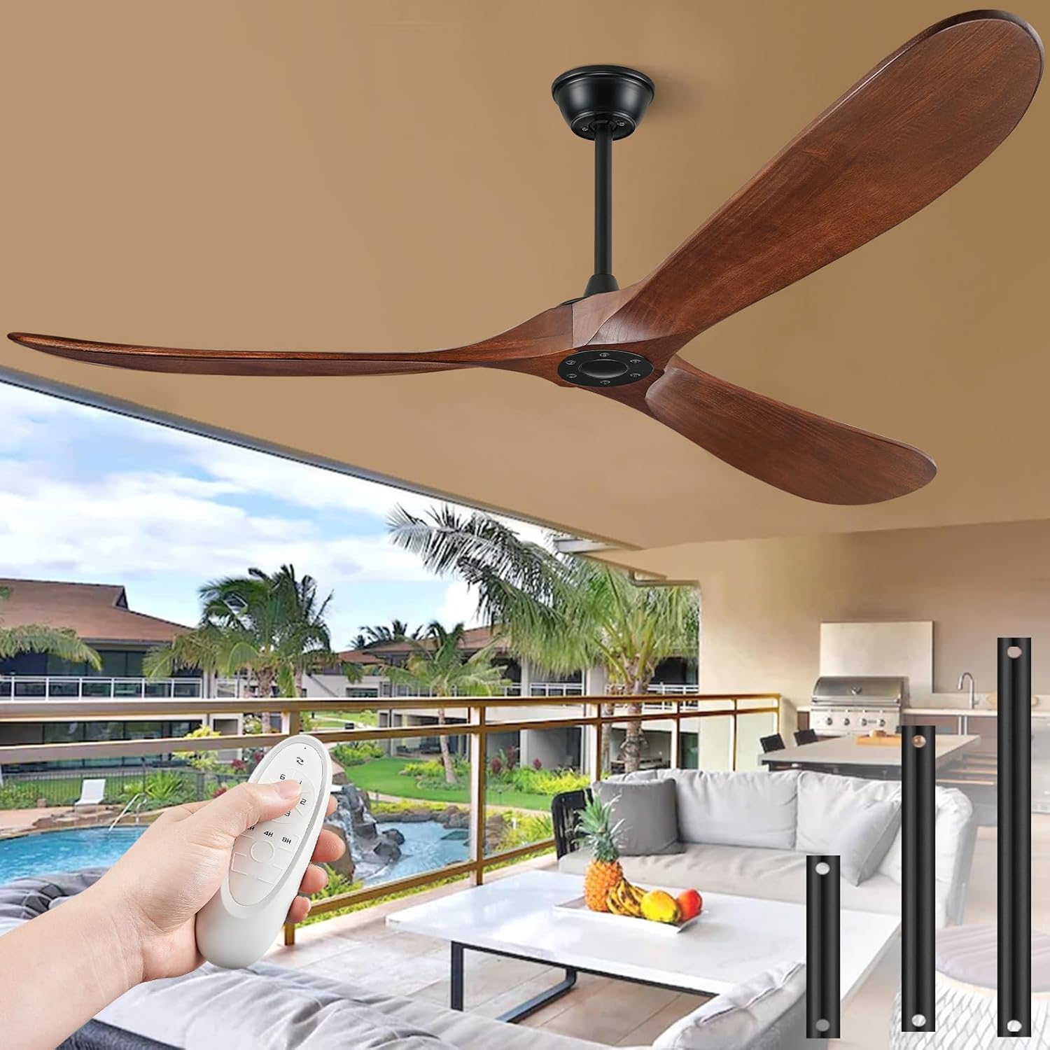 72 Inch Ceiling Fan Without Lights for Modern Outdoor Spaces