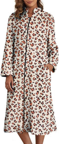 Ekouaer Women's Zip Up Fleece Robe Long Zipper Lounger - Warm & Soft