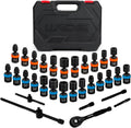 LLNDEI 1/4-Inch Drive Swivel Socket Set, 32 Pieces - Durable CR-MO Kit