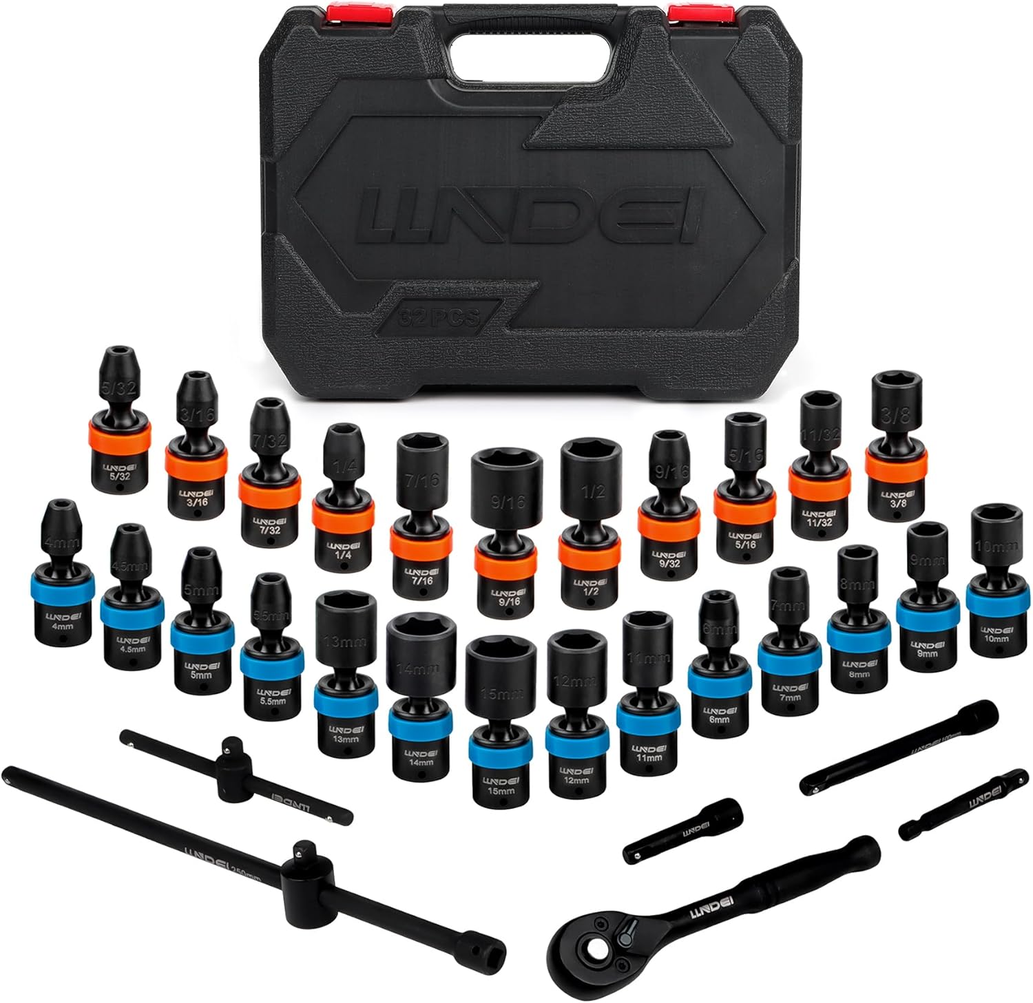 LLNDEI 1/4-Inch Drive Swivel Socket Set for Professionals