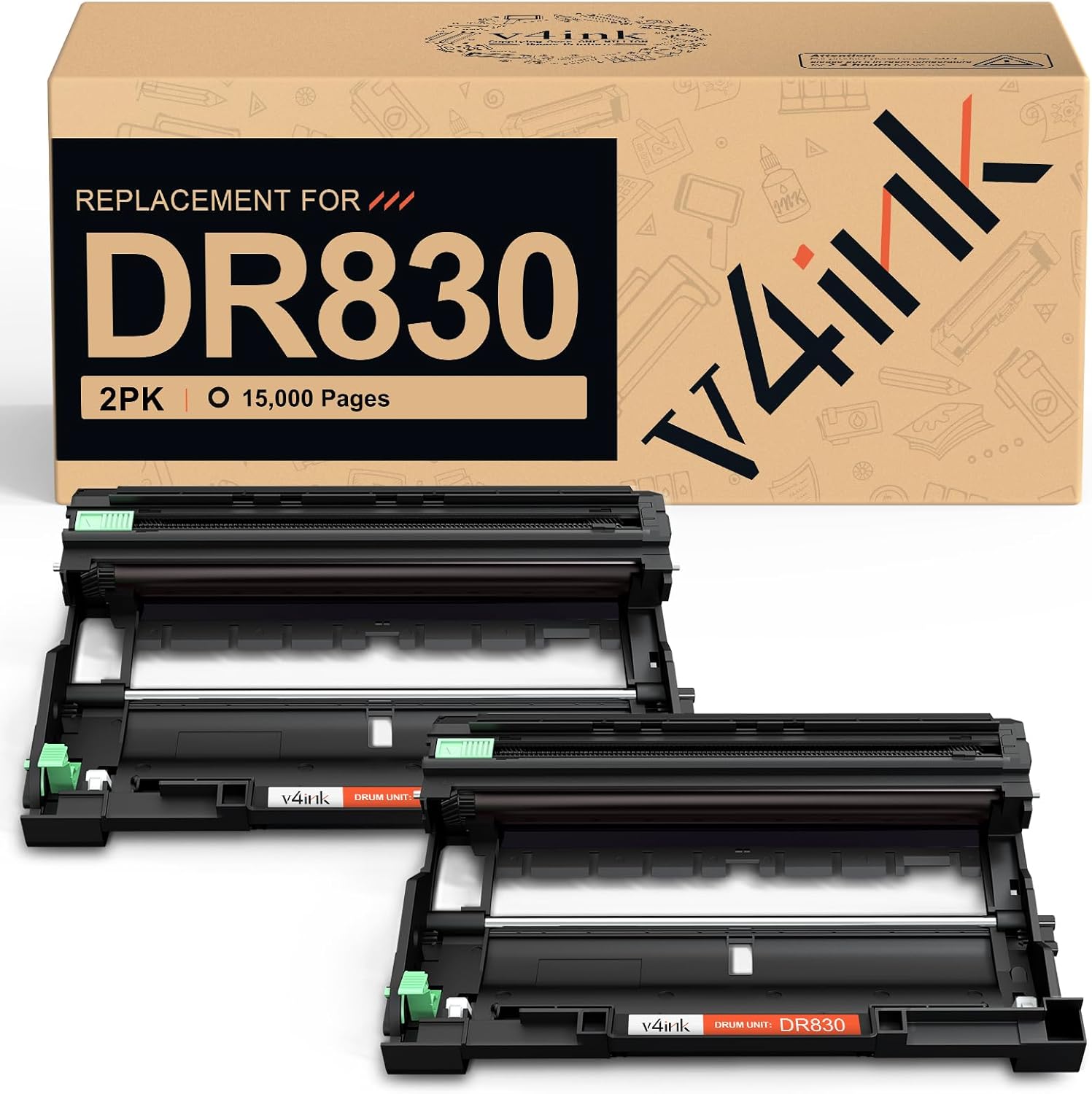 v4ink Compatible DR830 Drum Unit for Brother Printers - 2 Pack