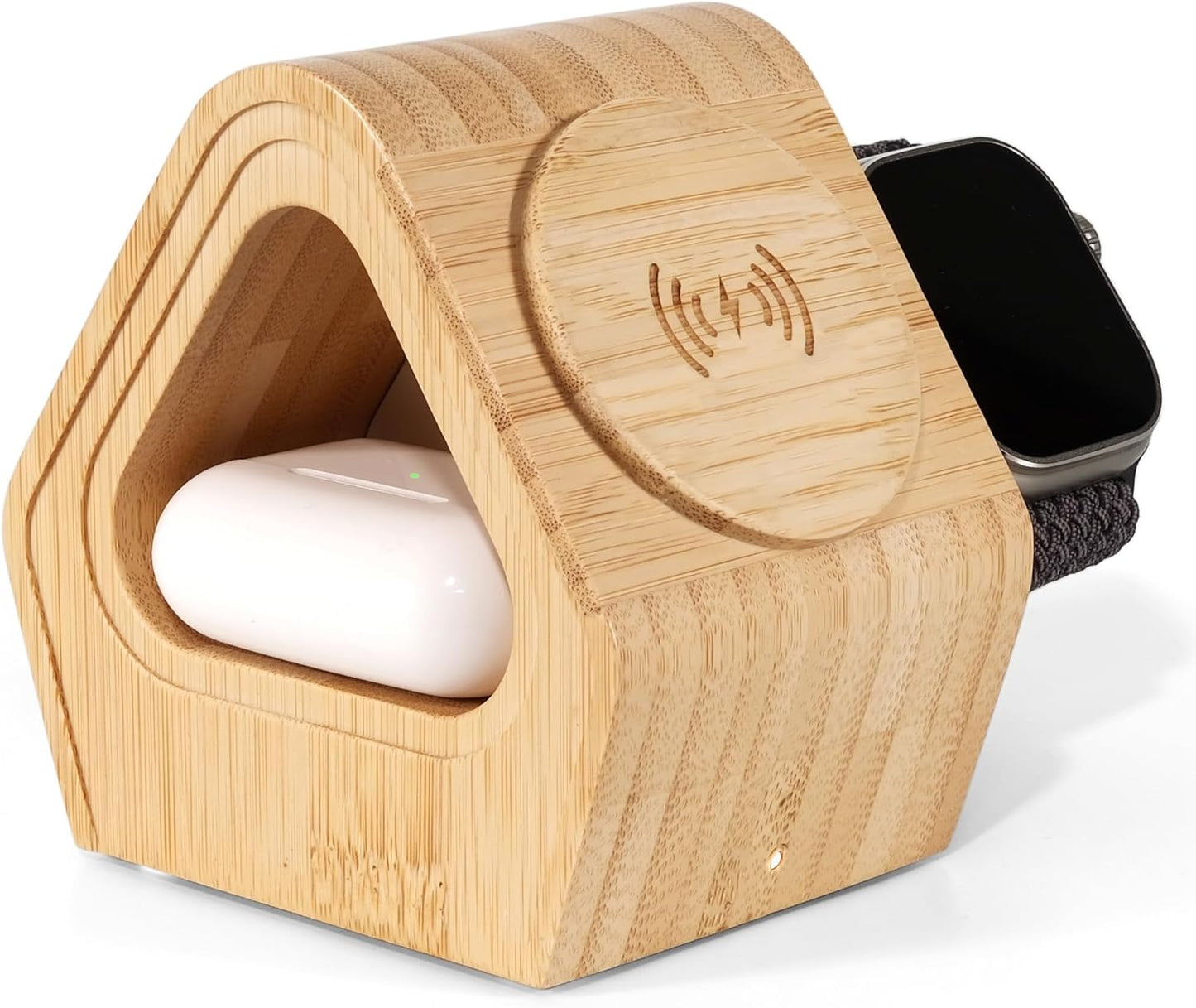 Bamboo Wireless Charging Station: Eco-Friendly 3-in-1 Charger
