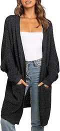 MEROKEETY Women's Oversized Batwing Long Cardigan - Cozy Draped Knit