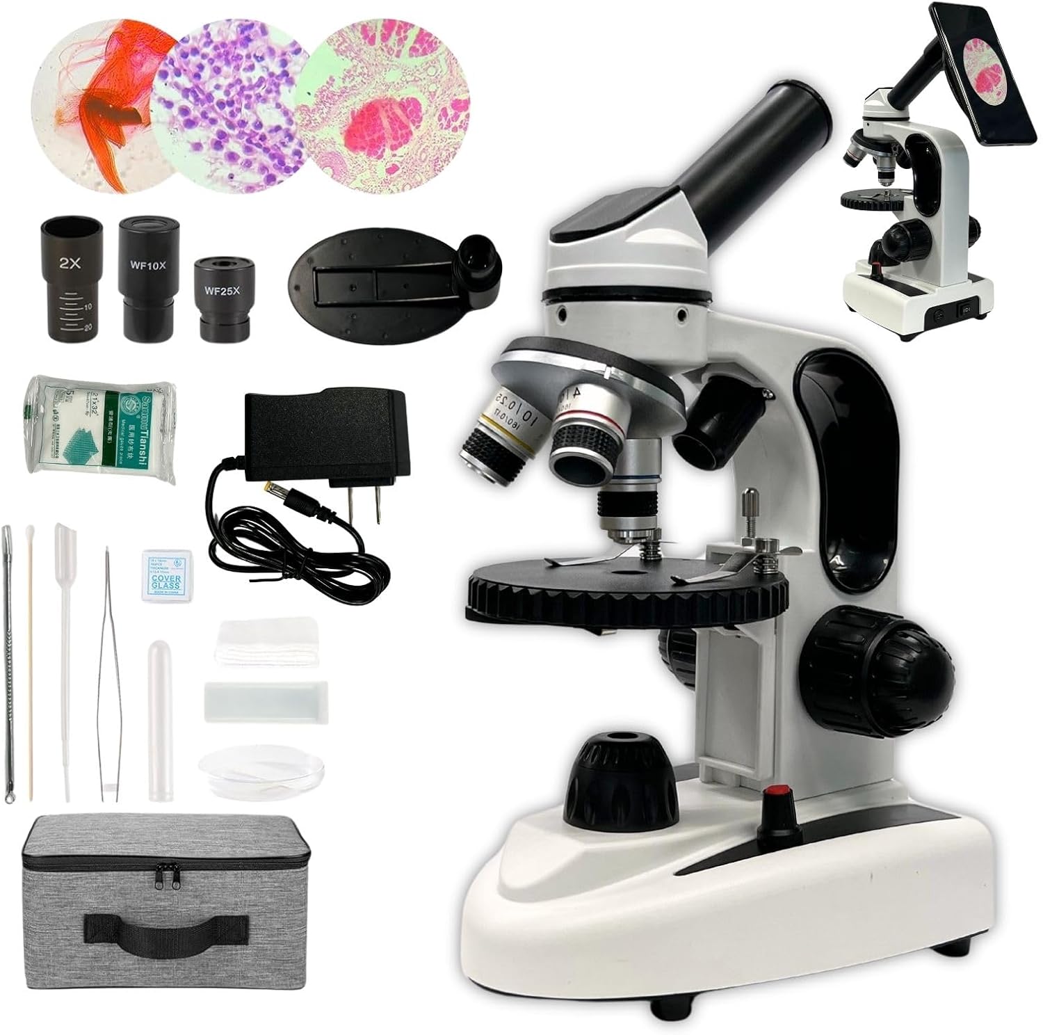 Monocular Compound Microscope for Adults - 40X-2000X Magnification