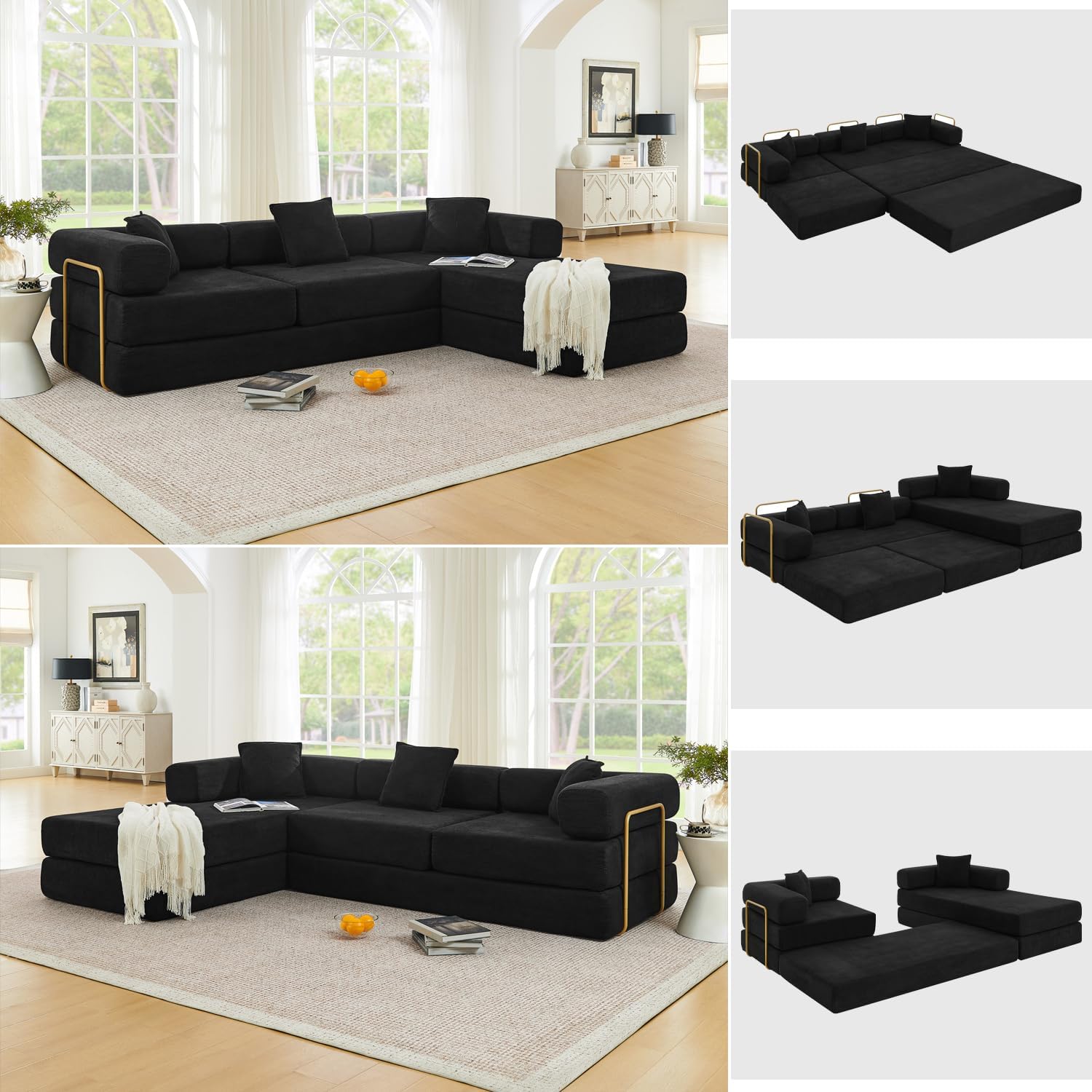 HANXIN 108-Inch Modular Sectional Sofa Bed for Living Room