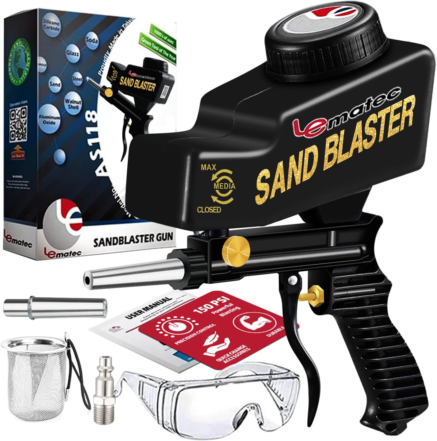 LE LEMATEC Portable Sand Blaster Gun for Small Projects