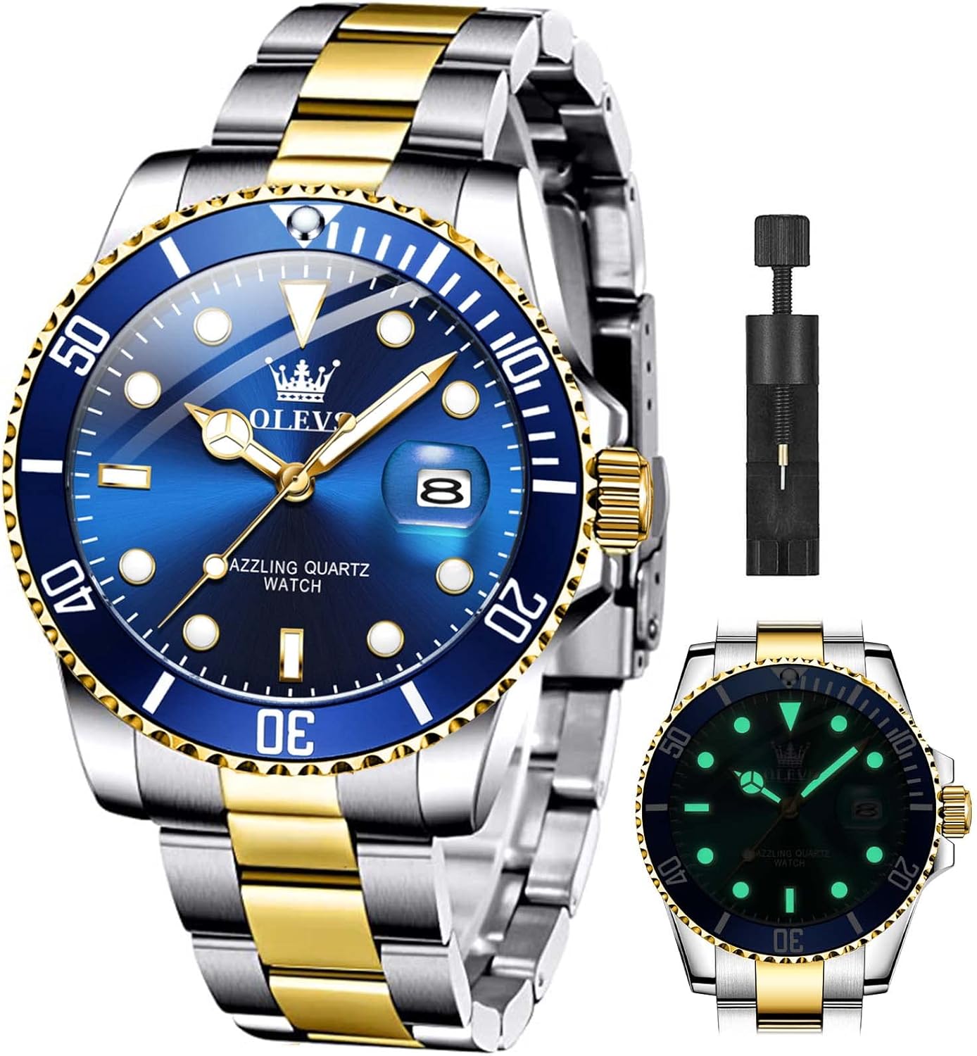 SHICHENG OLEVS Men's Luxury Stainless Steel Watch - Day Waterproof Luminous