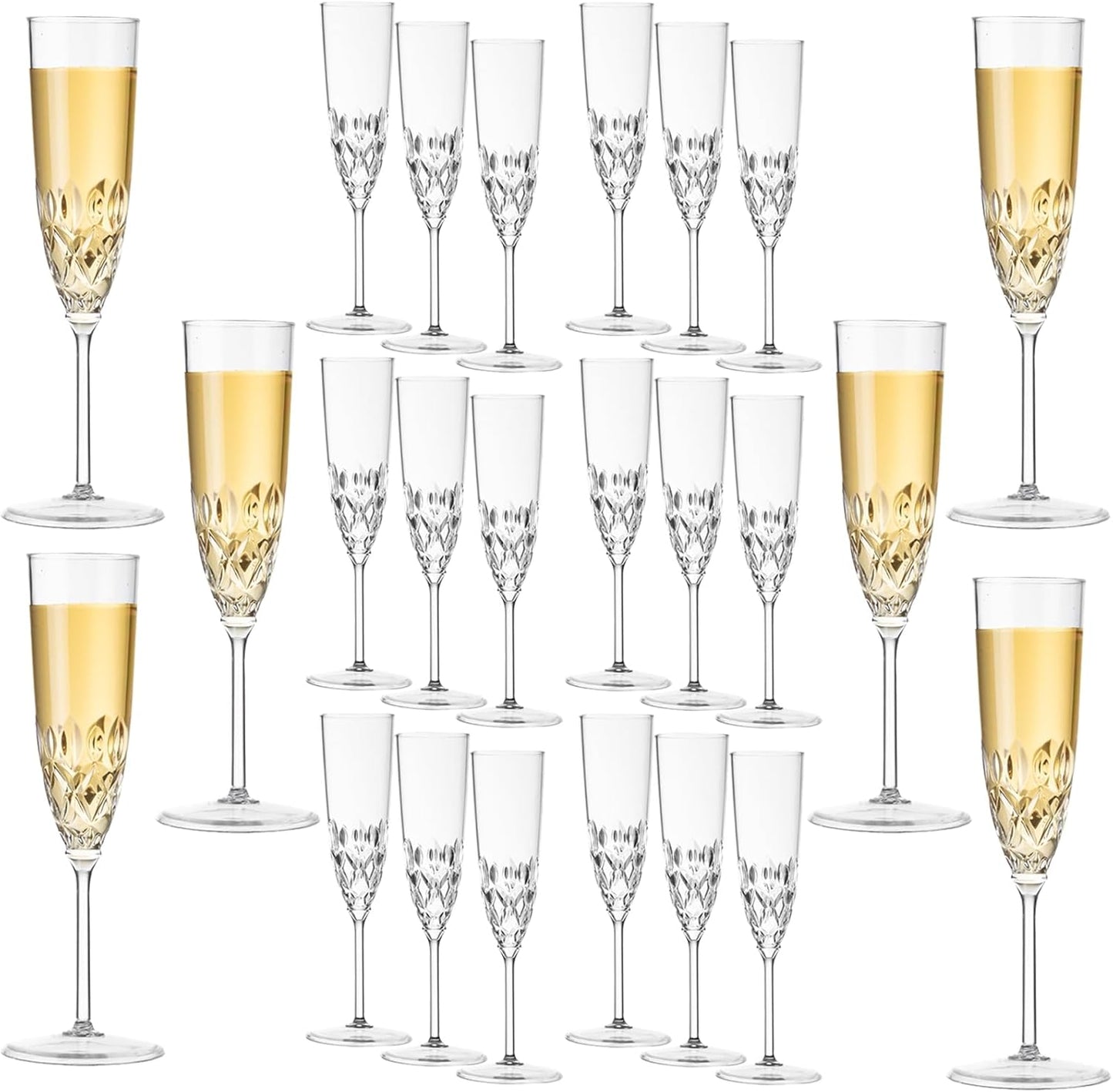 24 Pack Shatterproof Plastic Champagne Flutes for All Occasions