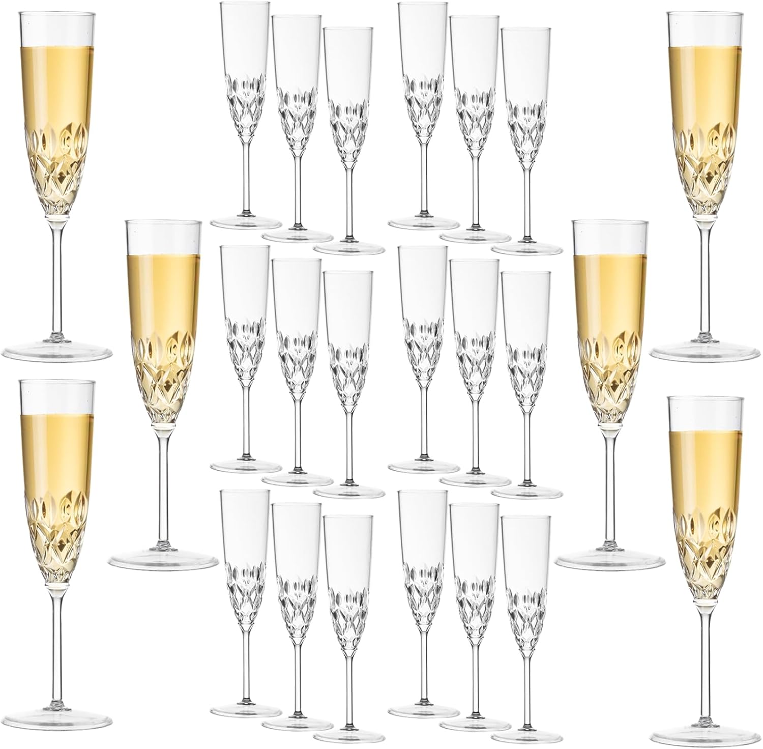 24 Pack Shatterproof Plastic Champagne Flutes for All Occasions