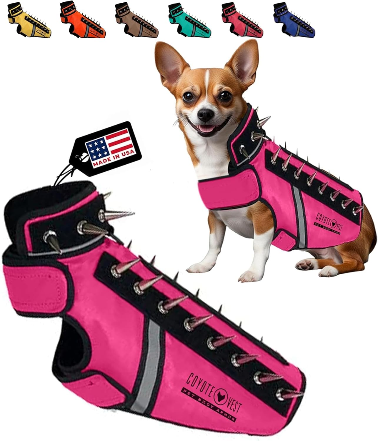 CoyoteVest SpikeVest Dog Harness for Small Dogs - XS Pink