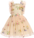 Kids Girls Confetti Birthday Princess Dress Ruffle Sleeve