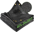 Shade Cloth for Garden 40% 20 x 20 ft Black Mesh Tarp - Breathable