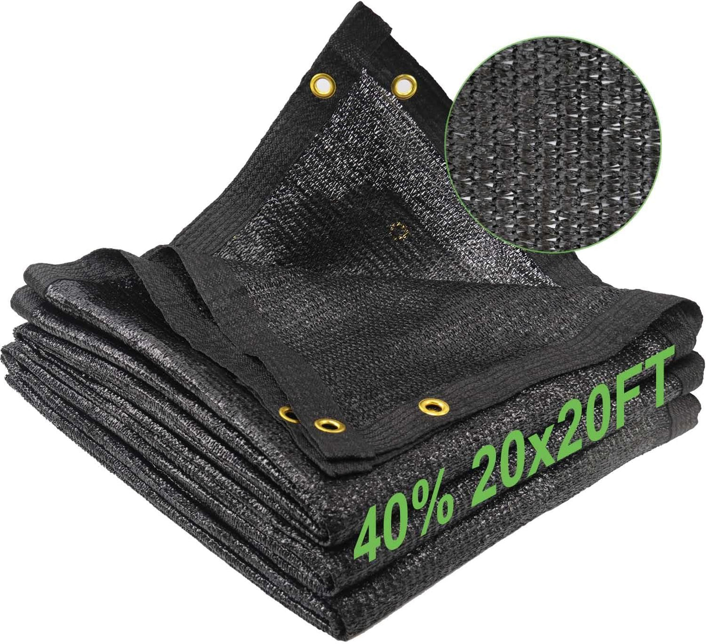 40% Black Shade Cloth for Garden, 20 x 20 FT Mesh Tarp