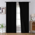 Blackout Curtains 96 in Length 2 Panels Set in Black - Thermal