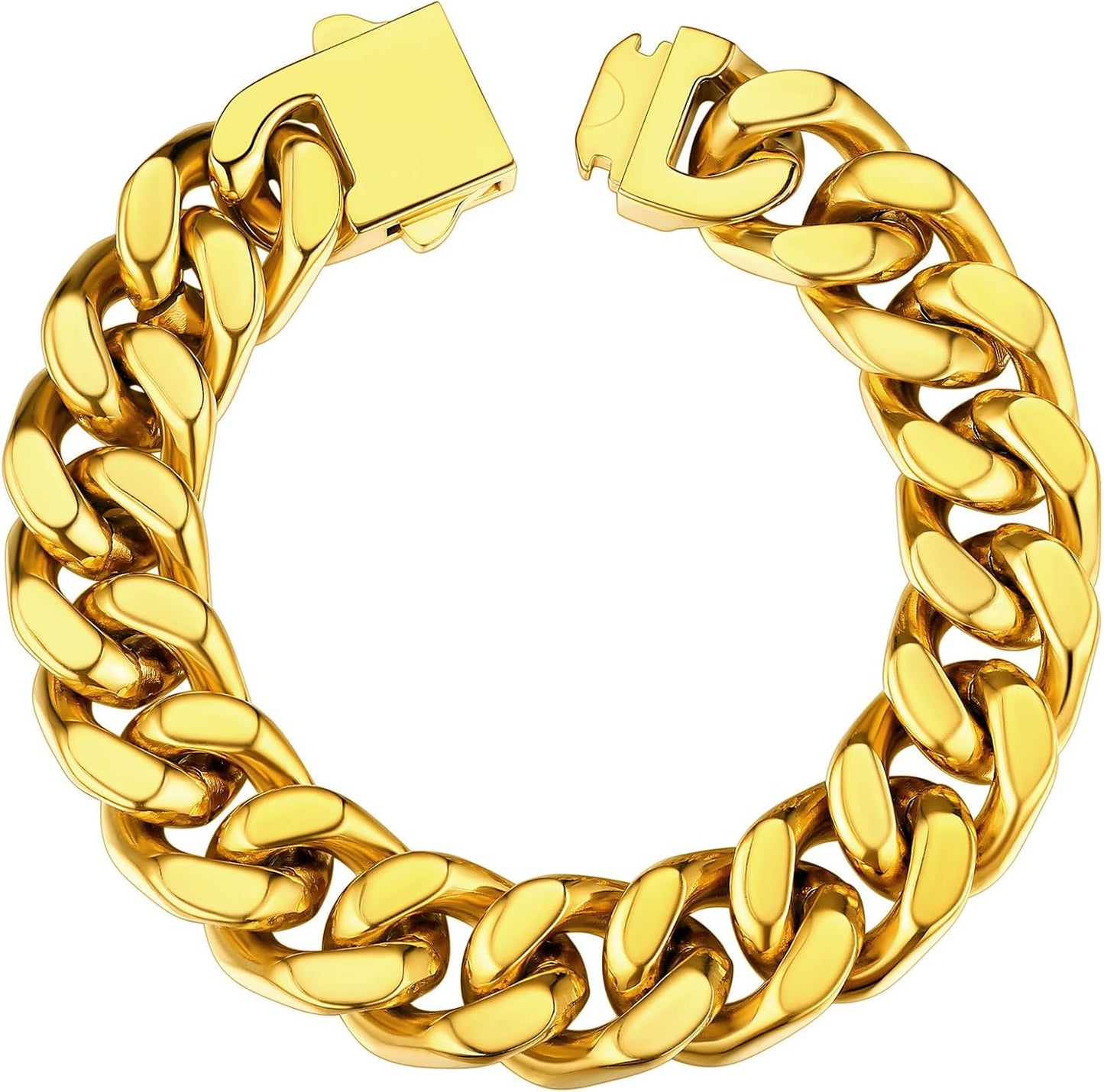 Sturdy Stainless Steel Cuban Link Bracelet for Men, 5mm to 12mm