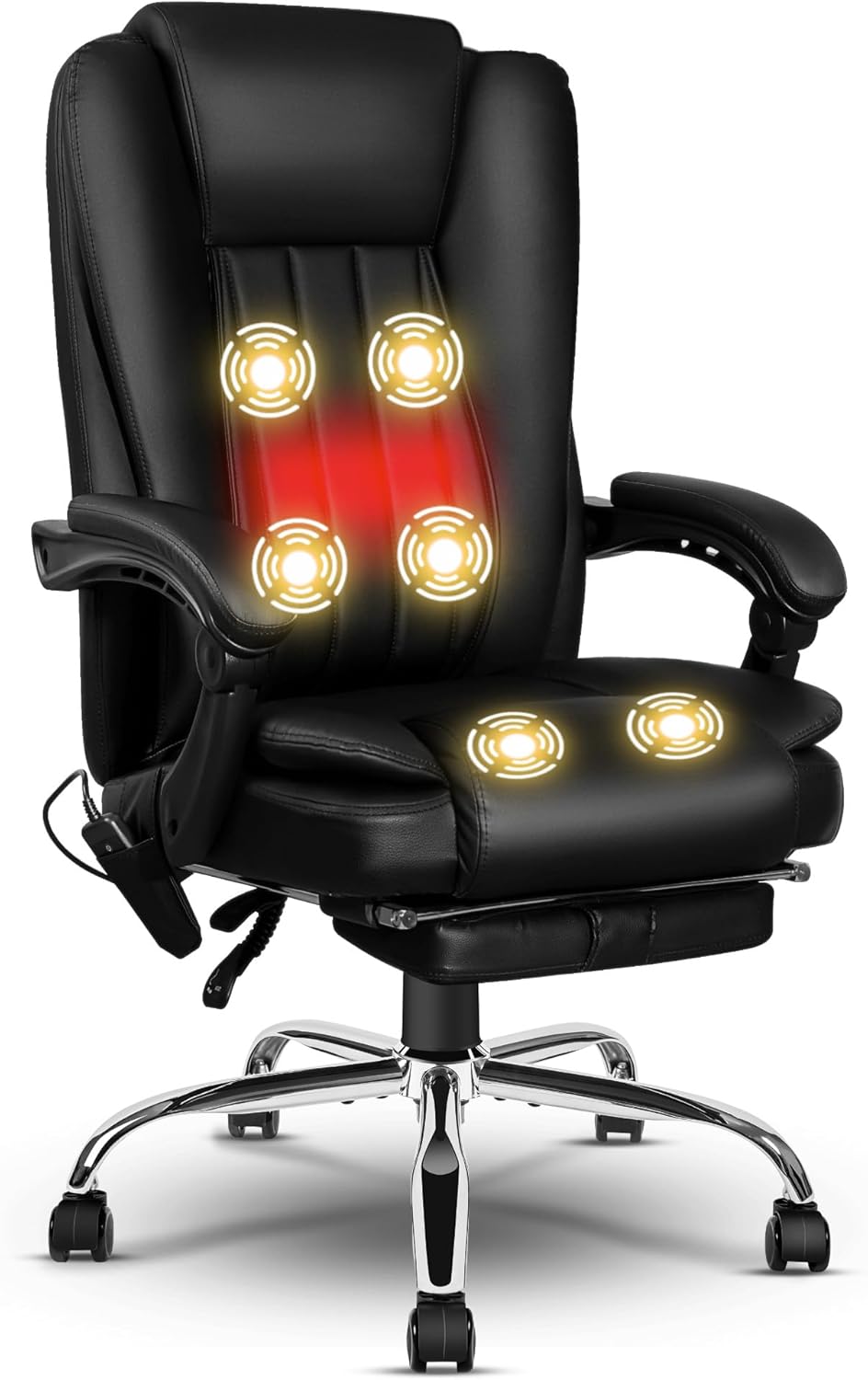 6-Point Massage Executive Office Chair with Heating & Footrest