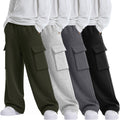 Boys' Cargo Sweatpants 4 Pack - Comfortable Wide Leg Joggers