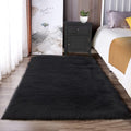Latepis Black Fluffy Small Fur 3x4 Area Rug for Cozy Spaces