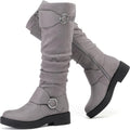 Women's Slouchy Knee High Boots Wide Calf Flat Platform - Comfortable