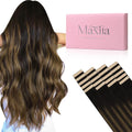 Tape in Hair Extensions 18 in 20pcs Balayage Dark to Chestnut