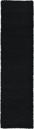 Unique Loom Solid Shag Area Rug 2ft 6in x 10ft Runner - Jet Black