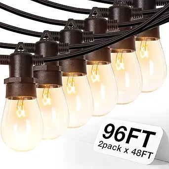 addlon 96 FT Outdoor String Lights with 36 Edison Bulbs for Decor
