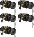Haidms 5 Pack Oil Rubbed Bronze Door Knob with Lock and Key - Keyed