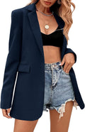 Women's Casual Long Sleeve Lapel Oversized Blazer Jacket - Comfortable