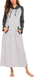 Ekouaer Hooded Nightgown for Women Full-Length Cotton Blend - Cozy are
