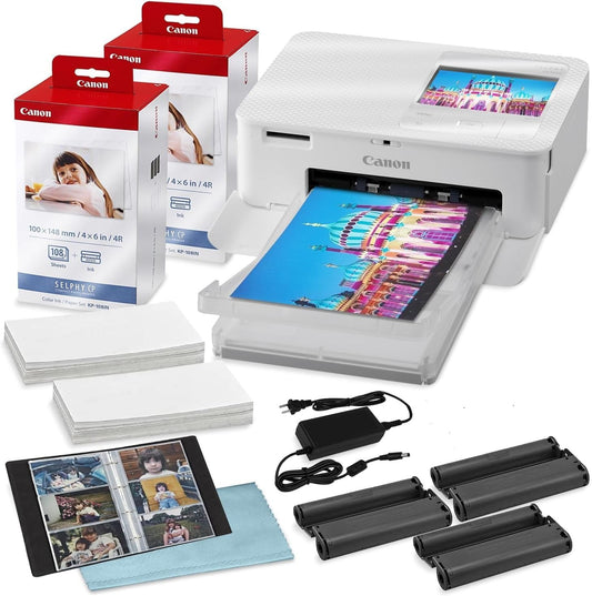 Canon Selphy CP1500 Wireless Compact Photo Printer Bundle