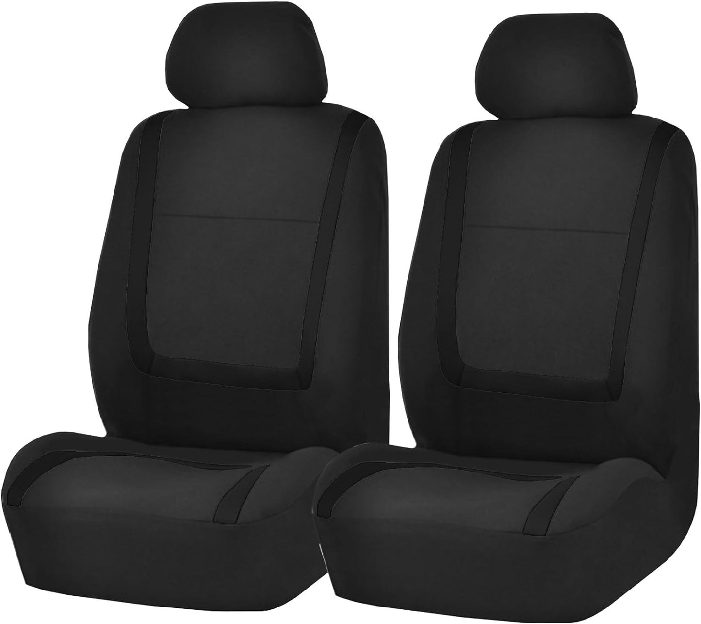 FH Group Cloth Car Seat Covers: Removable Headrest, Universal Fit, Washable - Black