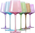 Colored Wine Glasses Set 6-16oz - Hand-Blown Crystal Stemware Set