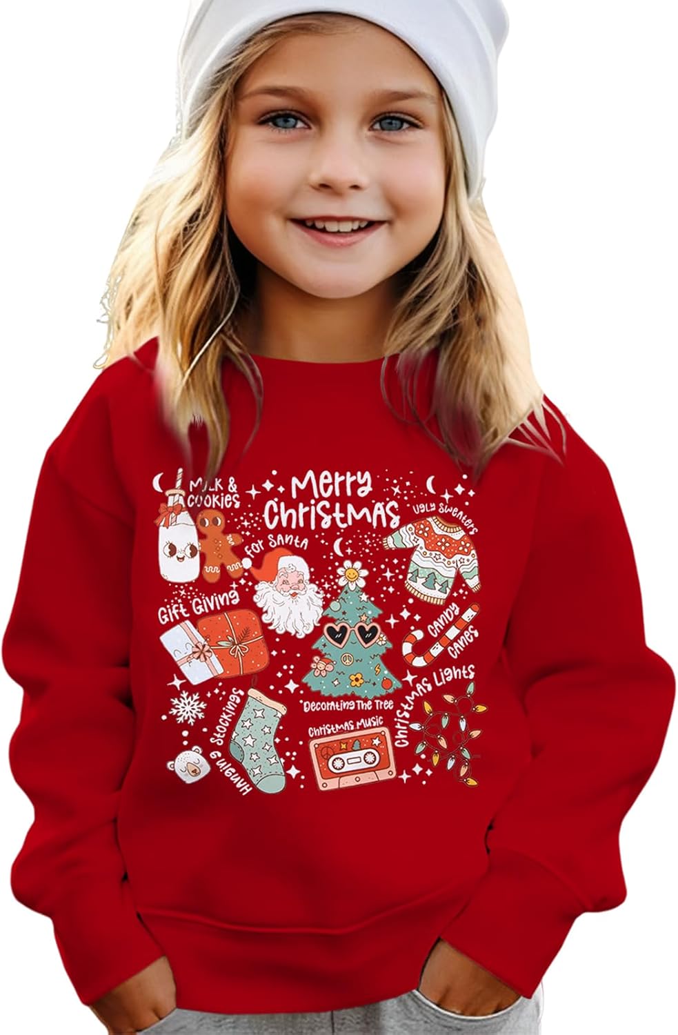 Merry Xmas Toddler Sweatshirt - Adorable Doodle Graphic!