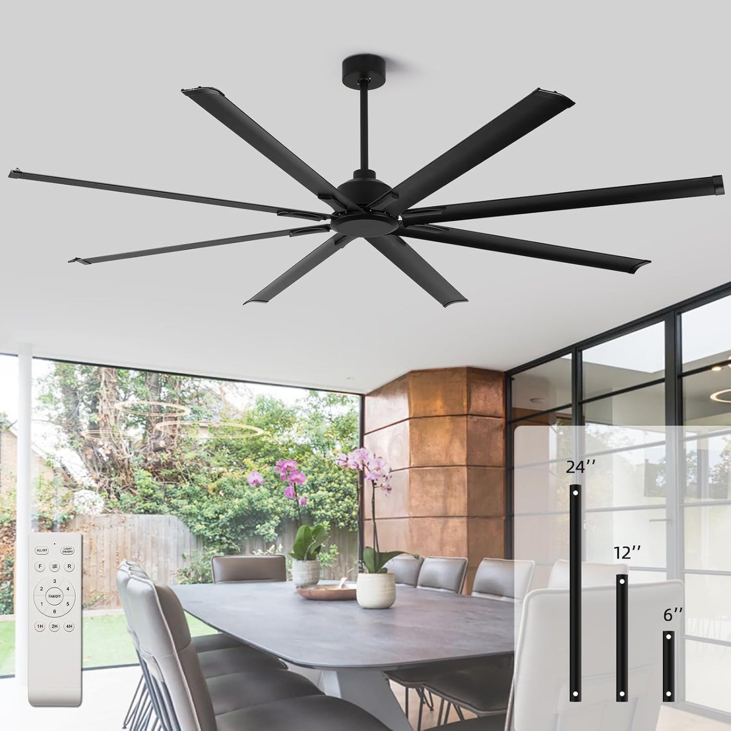 96 Inch Industrial Ceiling Fan with 8 Blades for Large Spaces