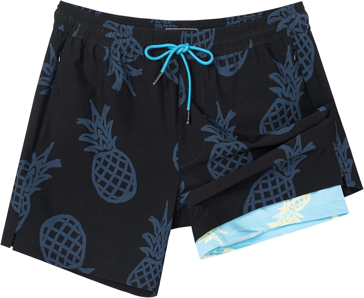 Quick Dry 5 Inch Swim Trunks with Compression Liner for Men