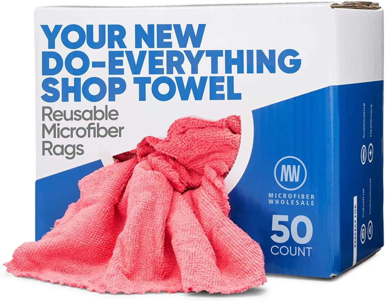 Microfiber Wholesale MWipes Reusable Red Shop Rags for Cleaning