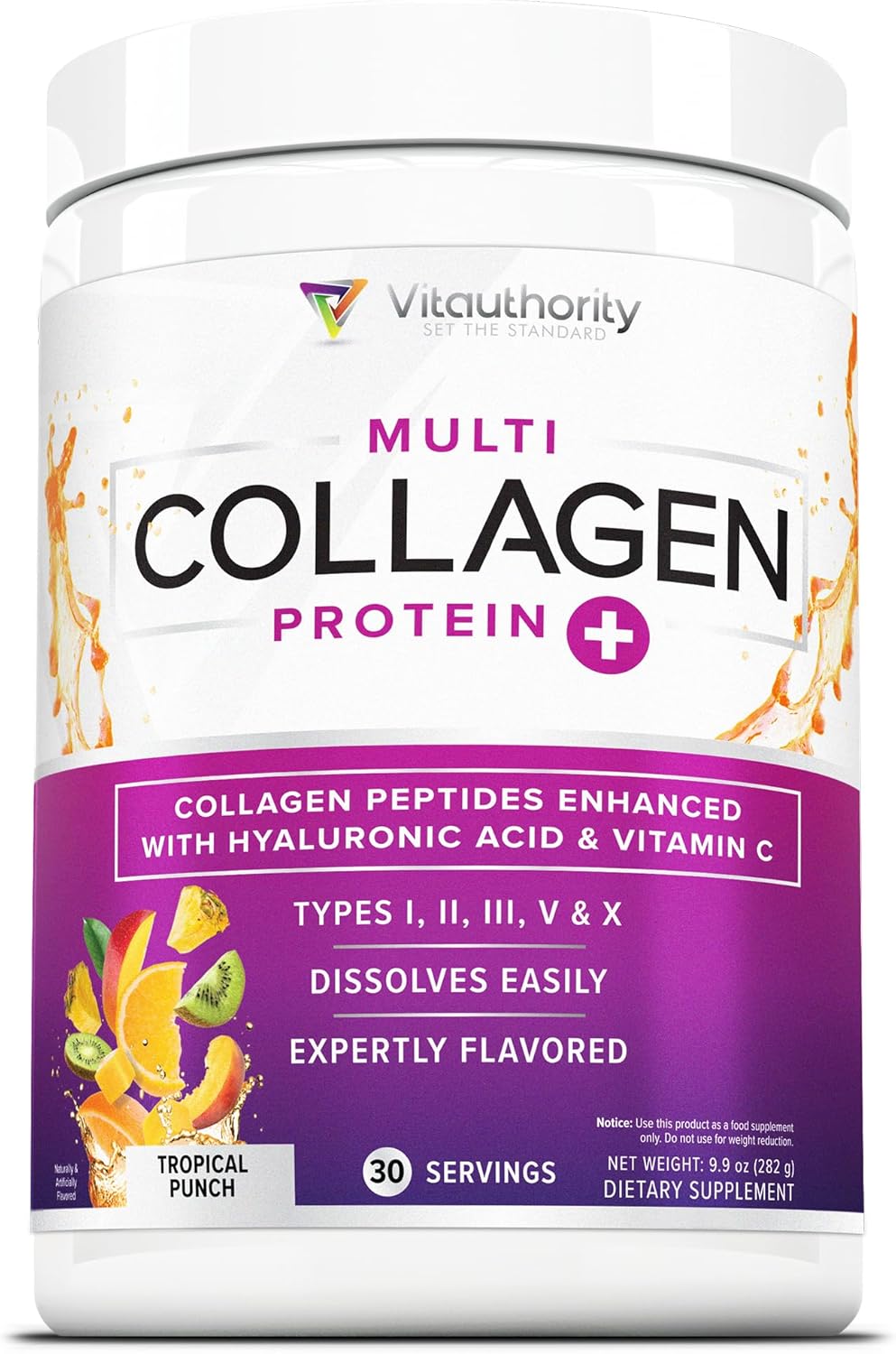 Multi Collagen Peptides Powder for Women - Tropical Punch Flavor