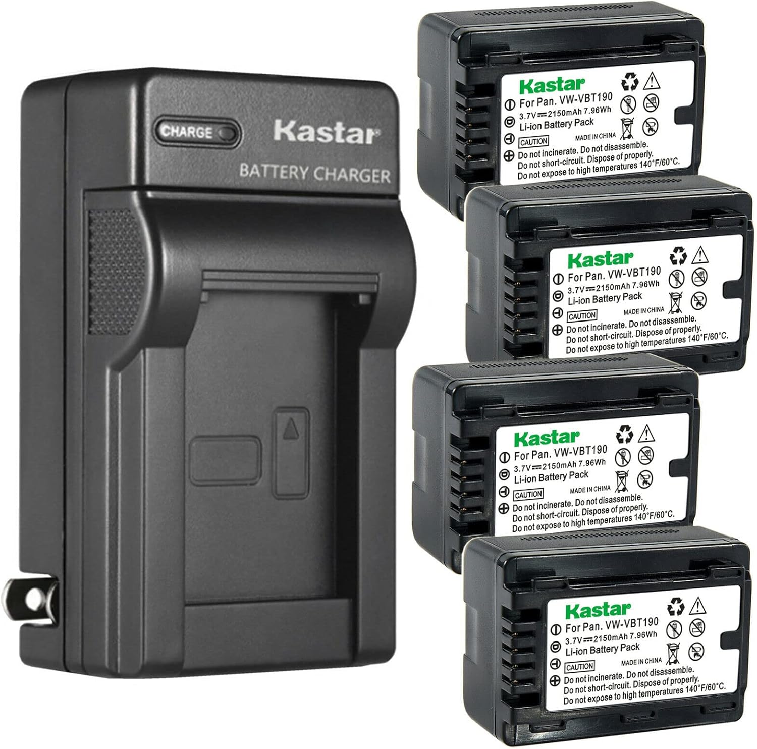Kastar 4-Pack Battery and AC Wall Charger for Panasonic Cameras