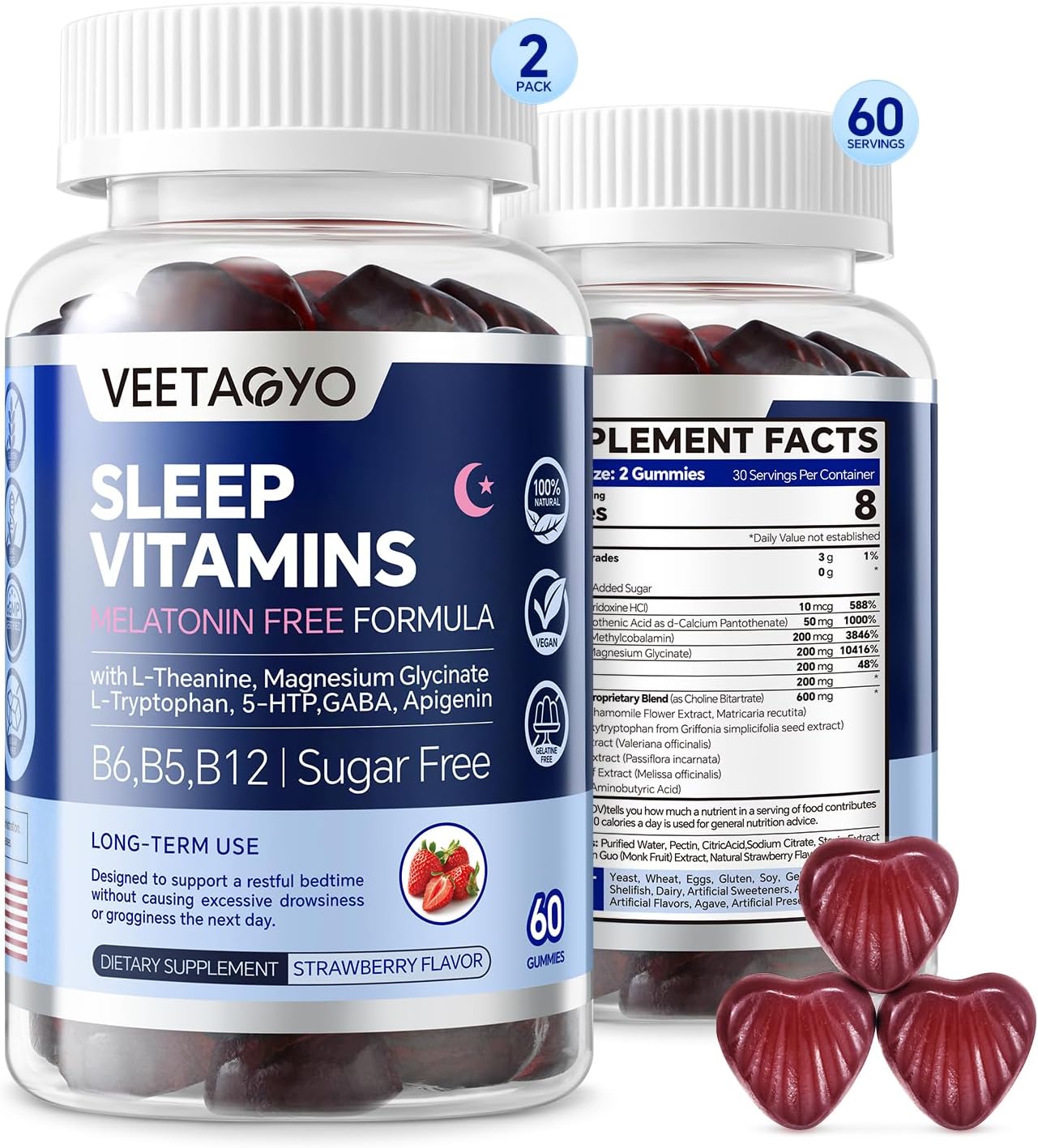 Melatonin Free 5-HTP GABA Gummies for Adults & Kids 12