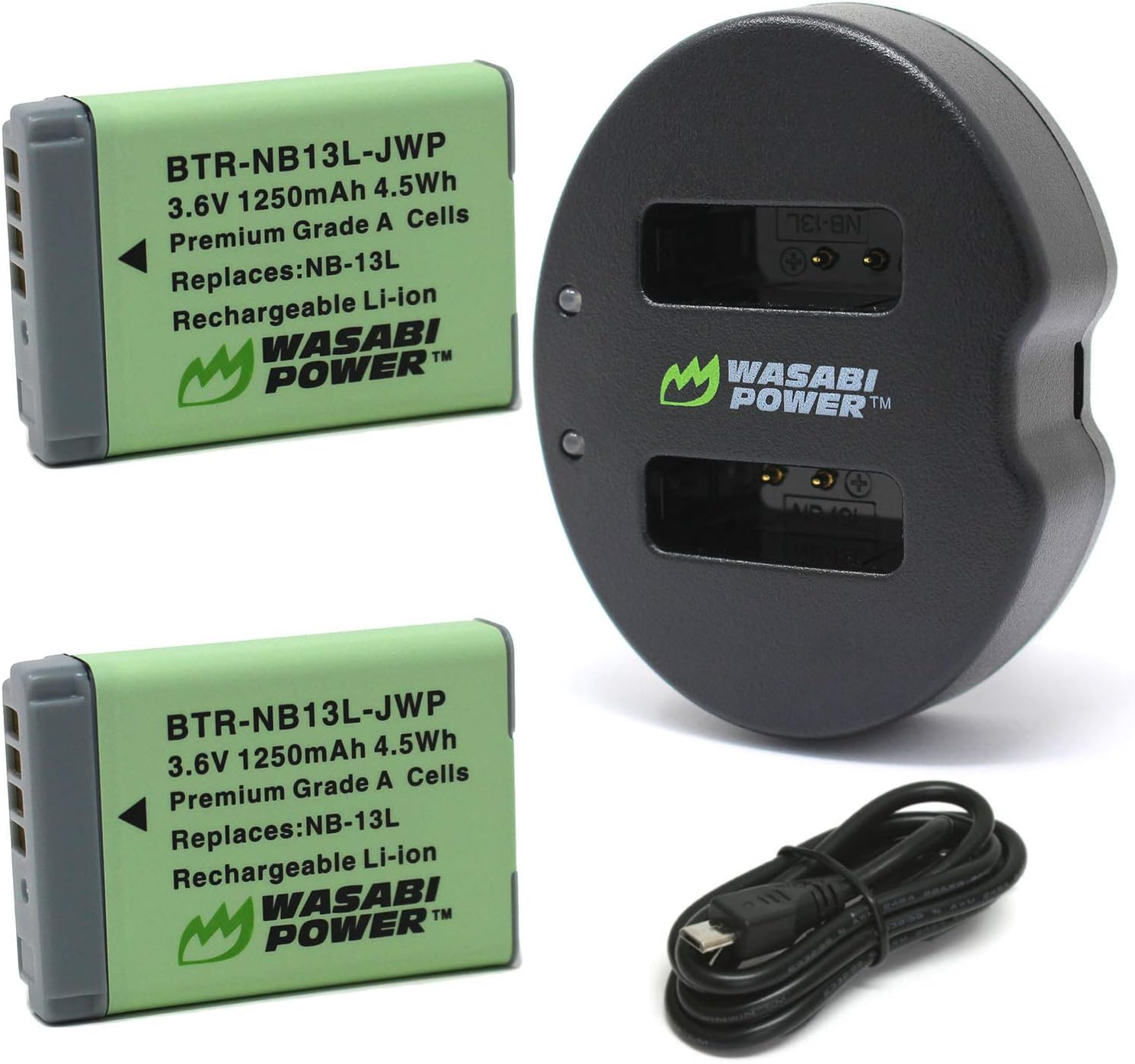 Wasabi Power Dual Charger & Battery Pack for Canon NB-13L Cameras