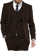 Mens Tweed Herringbone 3 Piece Peak Lapel Suit - Classic Formal Wear