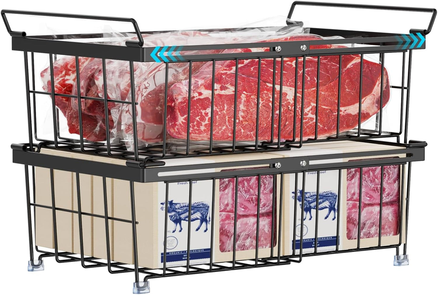 iSPECLE Freezer Organizer Bins for Efficient Food Storage